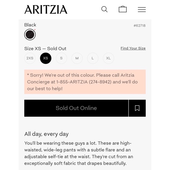 ARITZIA | bnwot WILFRED Faun Pant Black Size XS - Picture 9 of 10